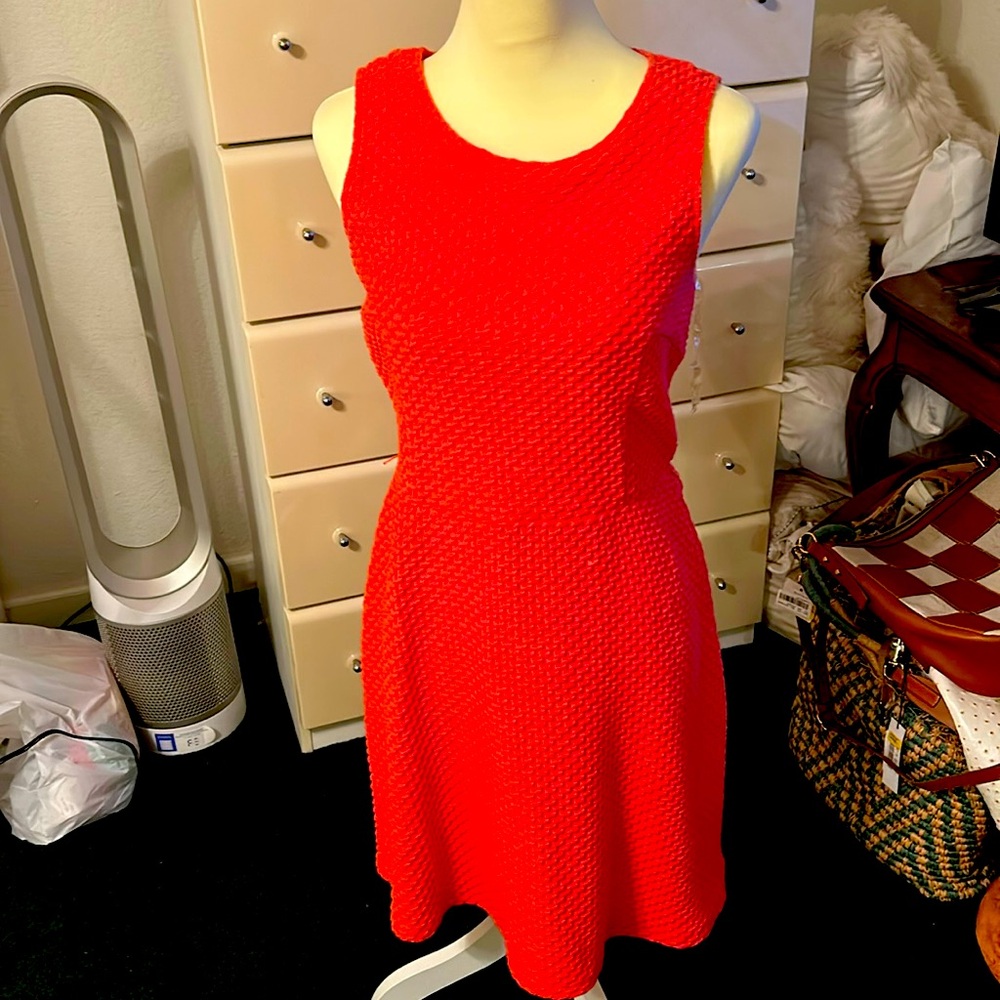 Size small coral dress can also be worn with shirt underneath
